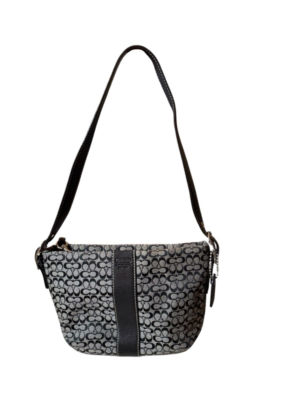 Vintage Coach Phoebe Signature Jacquard Mini Shoulder Bag in Black/Gray